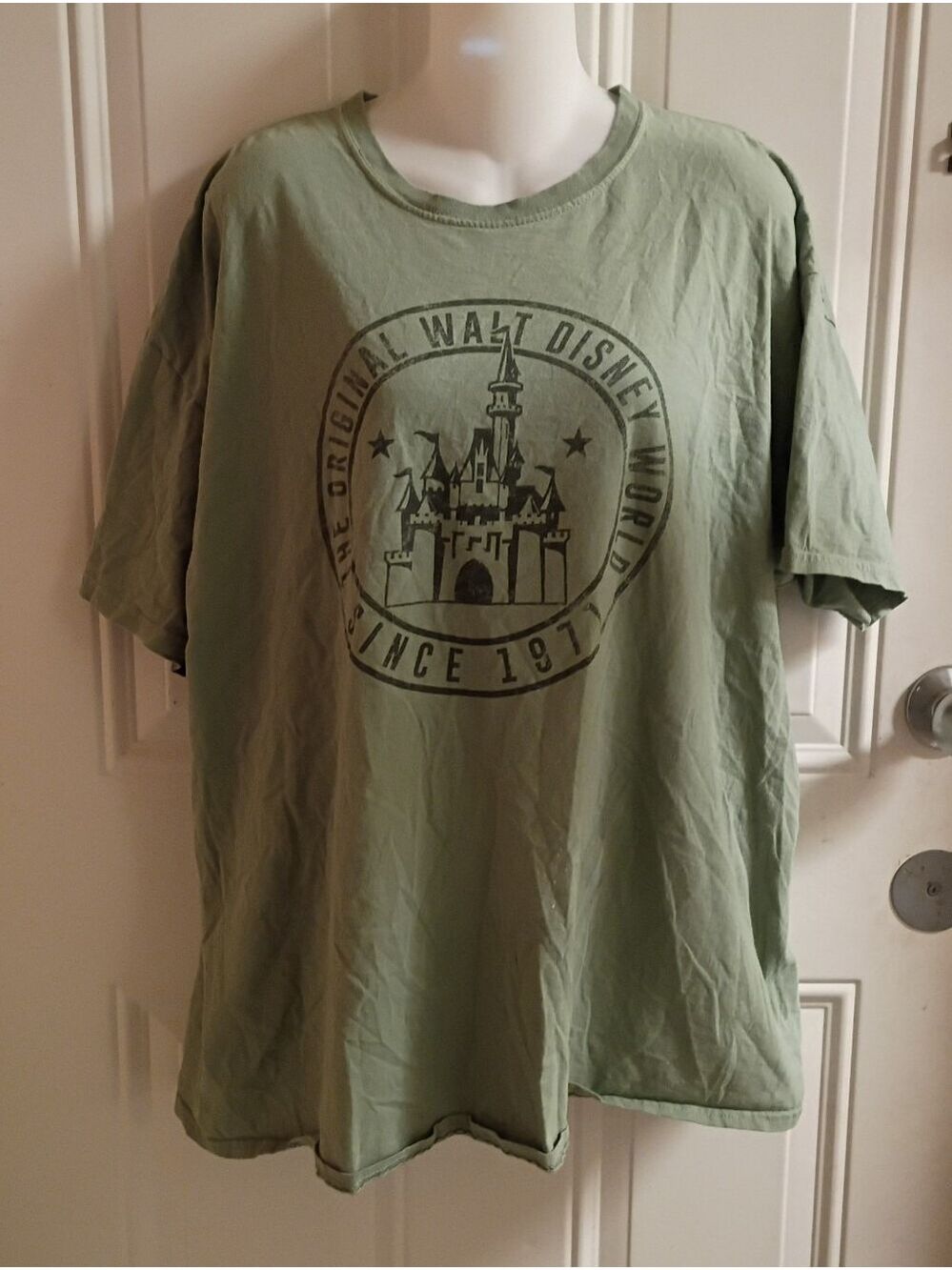 Disney Olive Green Castle Logo Tee - Men's